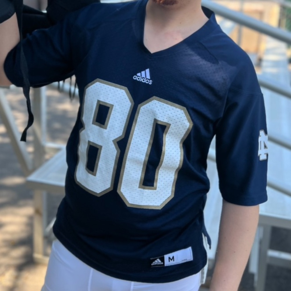 ADIDAS NORTE DAME UNIFORM FOOTBALL JERSEY SHIRT FIGHTING SANKATY IRISH DESTIN M